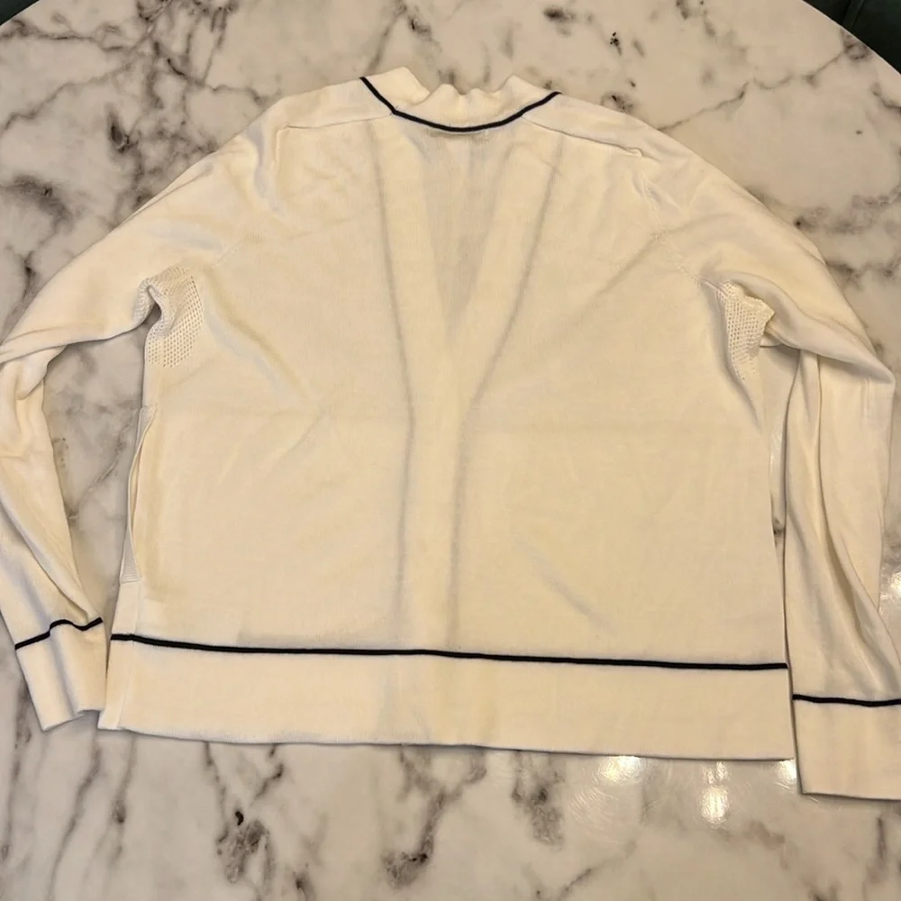 Athleta Lightweight Wool Blend Cardigan Sweater Womens Small White V Neck Knit - Picture 6 of 7